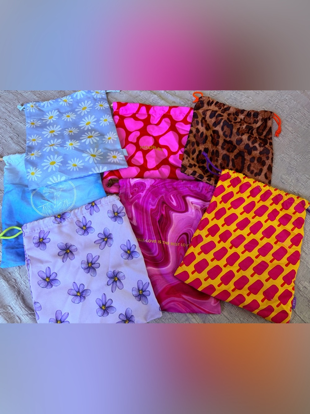 NWOT Bundle of 7 Drawstring Cosmetic Bags from Ipsy